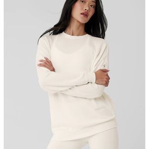 New ALO Soho Pullover Long sleeve Sweater Ivory Size Medium
